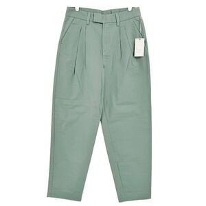 A New Day Women's Pleated Tapered Leg Stretch High Rise Green Pants Size 6 NWT